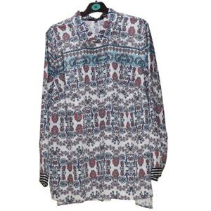Eloquii Boho Long Sleeve Blouse Button Down, Size 20, NWT